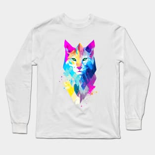 Lynx Wild Nature Animal Colors Art Paint Long Sleeve T-Shirt